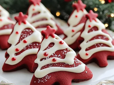 Red Velvet Christmas Tree Cookies