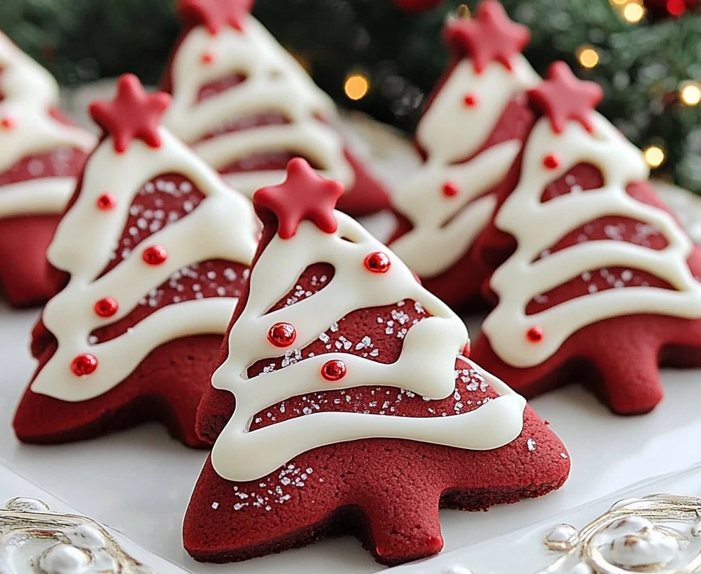 Red Velvet Christmas Tree Cookies