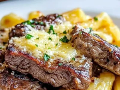 Garlic Butter Steak Tips with Cheesy Rigatoni: A Comforting and Flavorful Meal