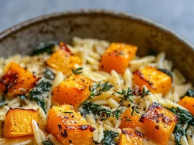 Creamy Orzo with Roasted Butternut Squash and Spinach