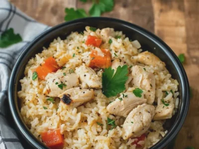 Slow-Cooked Creamy Chicken and Rice Delight: A Comforting One-Pot Meal