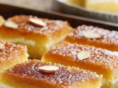 Semolina Cake with Cream (Basbosa): A Sweet and Creamy Middle Eastern Delight