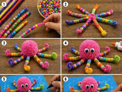 DIY yarn octopus craft for kids