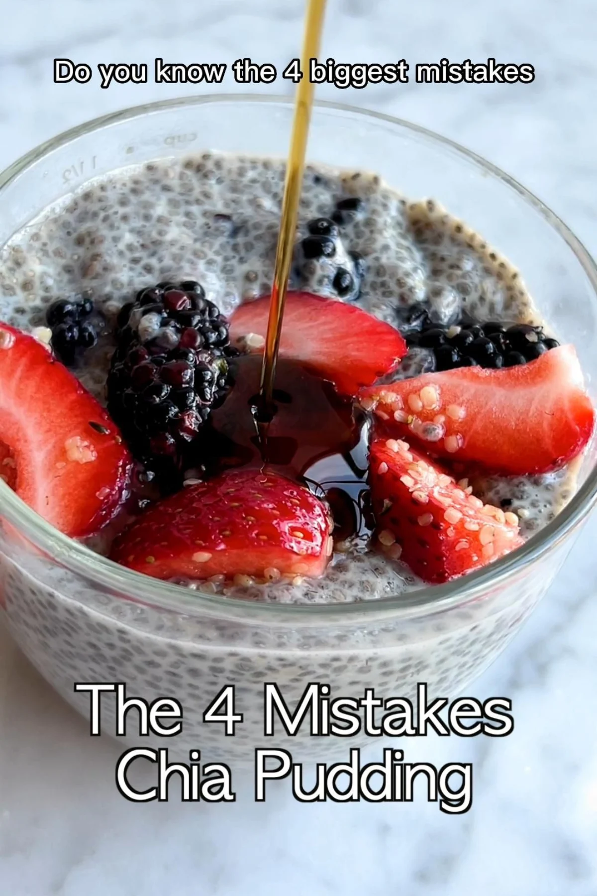 Close-up of chia seed pudding in a glass jar