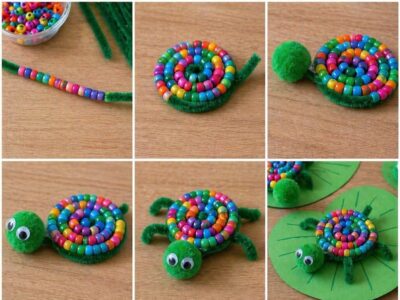 Craft colorful beaded pipe cleaners snakes