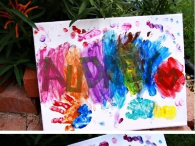 Toddler handprint name art for classroom