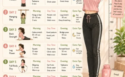 Person standing against a wall measuring their improved posture and natural height alignment
