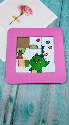 Handmade DIY paper puzzle craft with colorful pieces arranged on a table