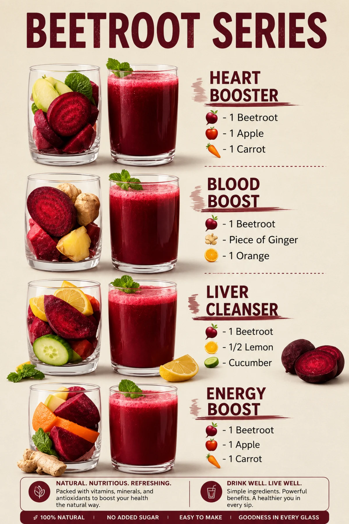 Beetroot juice recipes for health and energy.