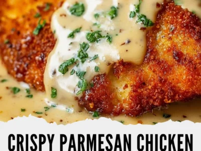 Crispy Parmesan Chicken Recipe with Creamy Garlic Sauce