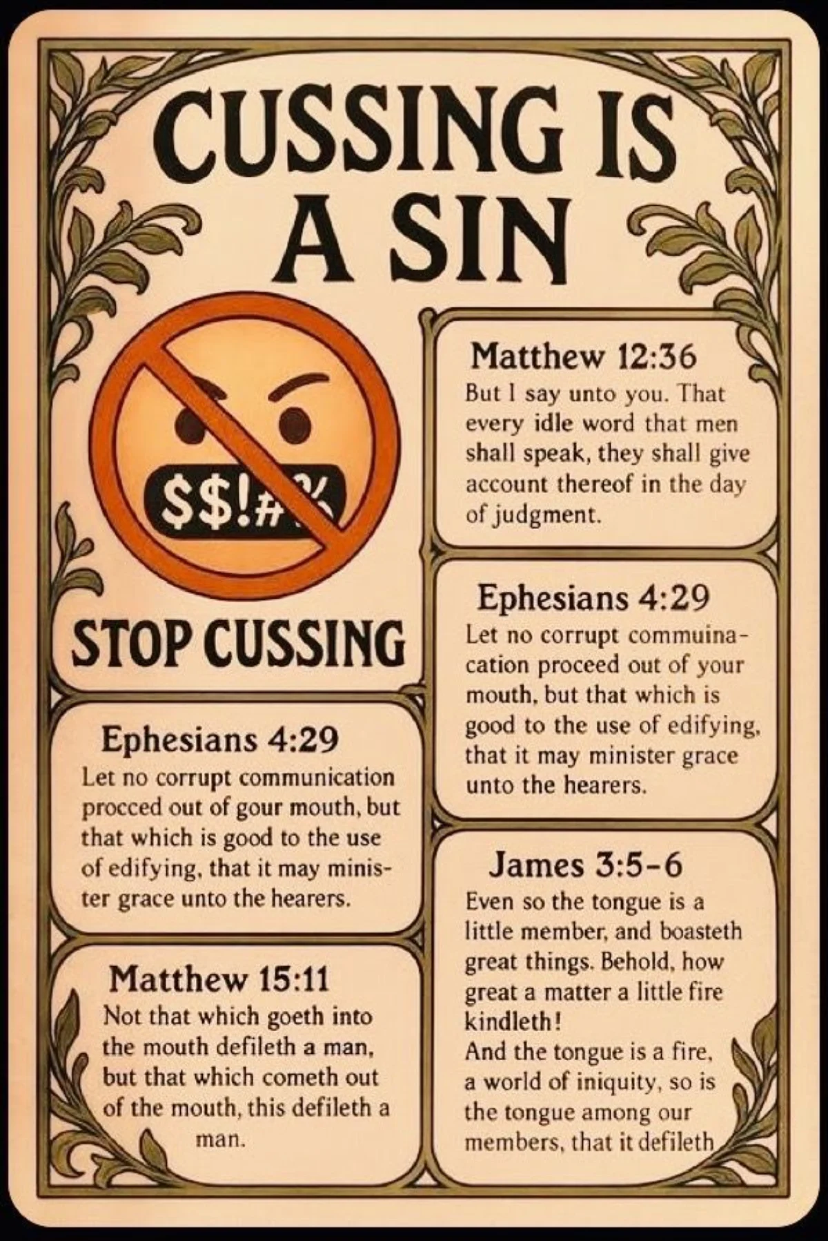 Bible verses and scriptures on cussing, exploring the biblical perspective on respectful speech.