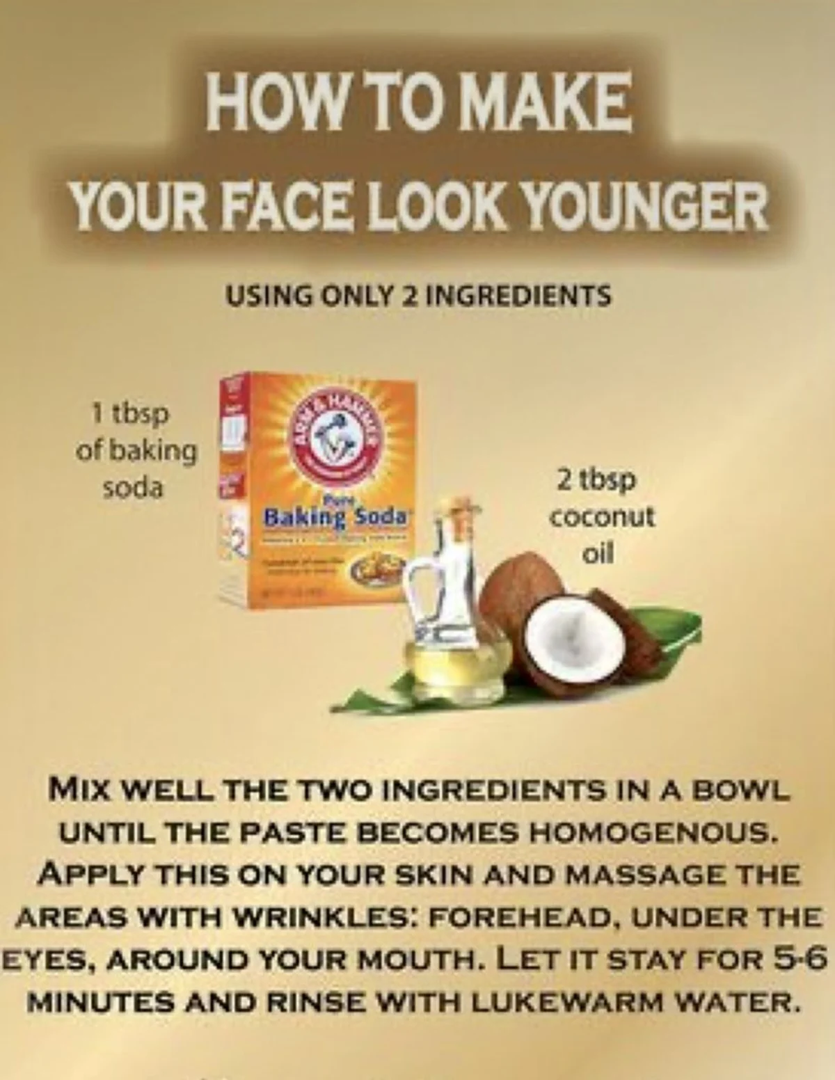 A small glass bowl with a white paste of coconut oil and baking soda beside a wooden spoon on a vanity.