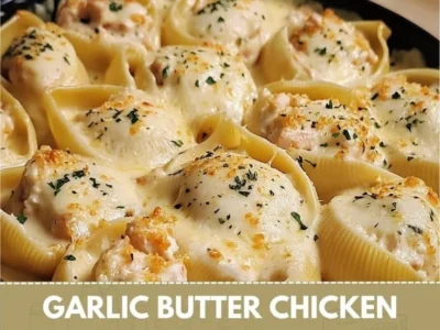 Garlic butter chicken alfredo stuffed shells