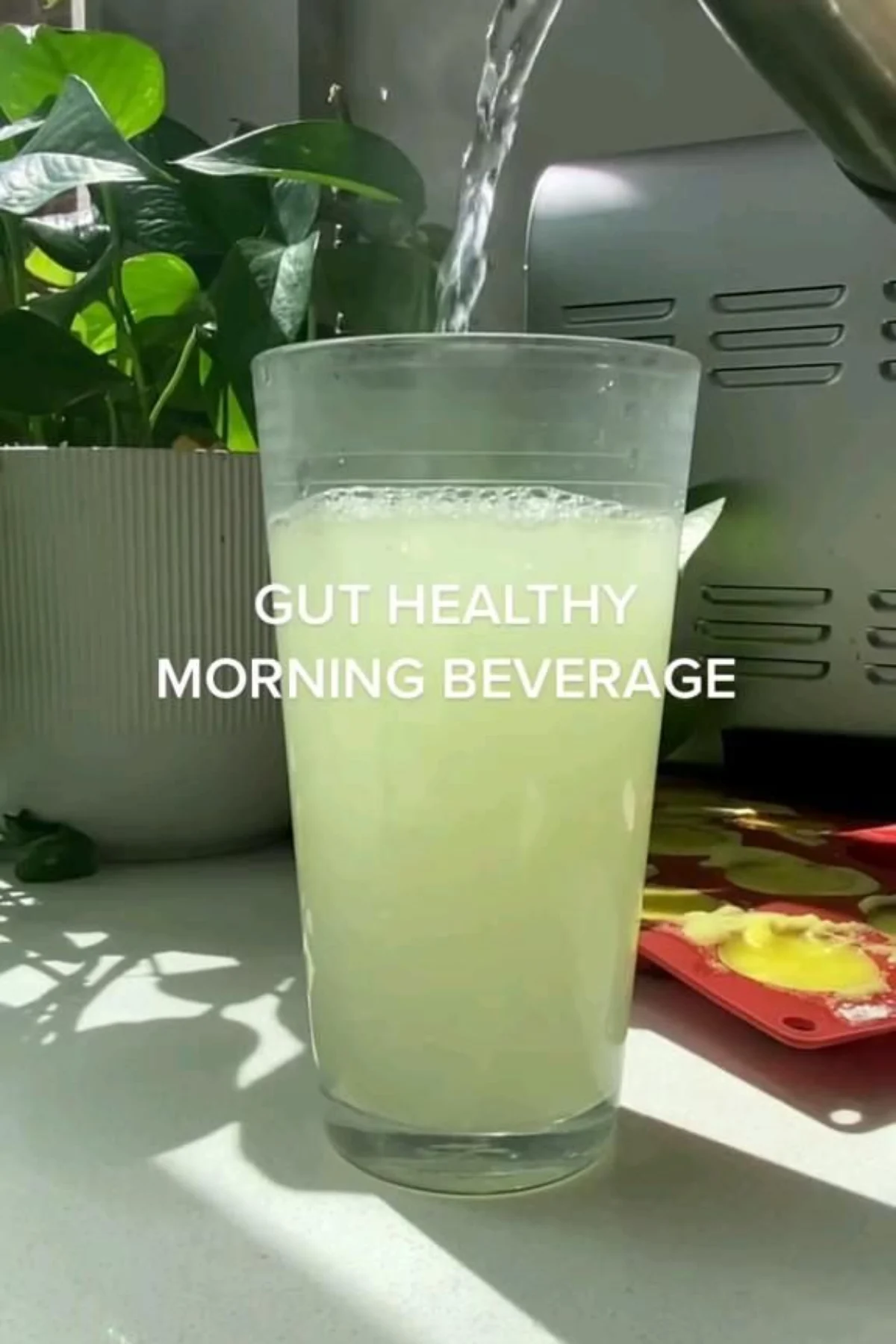 A serene morning scene with tea, healthy foods, and a calming atmosphere.