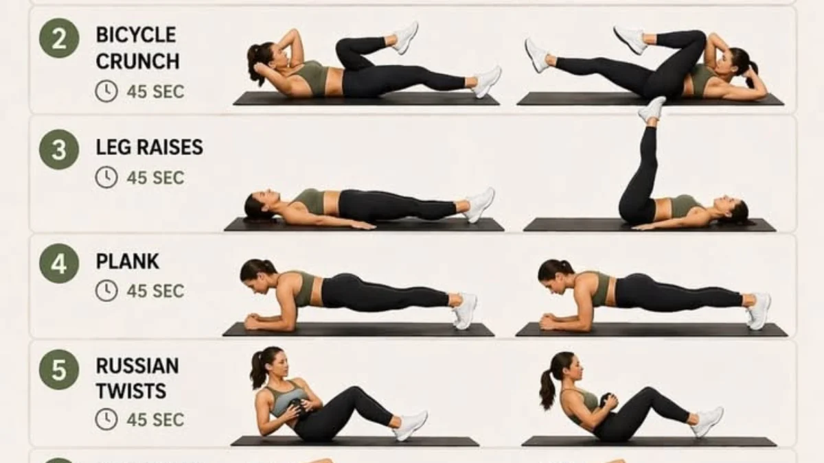 Woman performing a flat belly workout