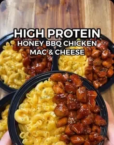 High protein honey BBQ mac and cheese