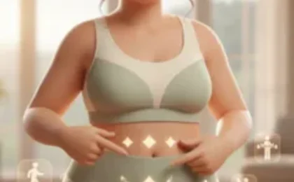 Woman performing a standing wall exercise to strengthen glutes and flatten the belly