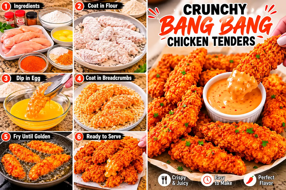 Crunchy Bang Bang Chicken Tenders Collage