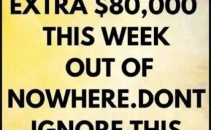 Yellow background with black text reading a financial affirmation about receiving $80,000 this week