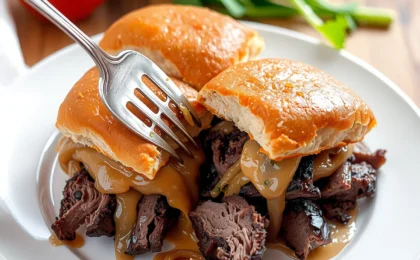 French dip sliders, freshly made and ready to serve