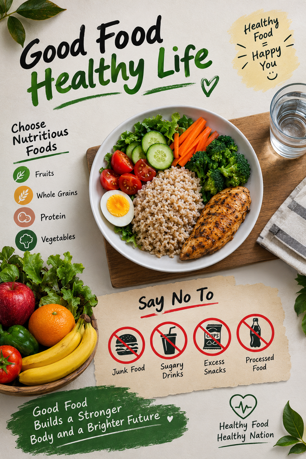 Healthy Food and Recipes Creative Poster Bowl
