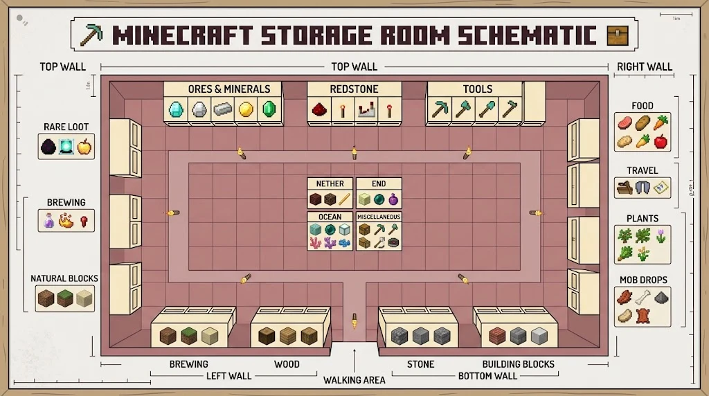 Minecraft Storage Room: 17 Easy Categories